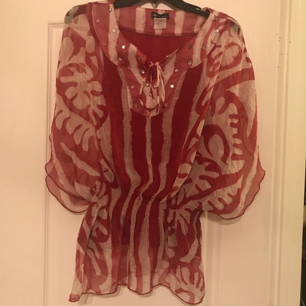 Red and white blouse